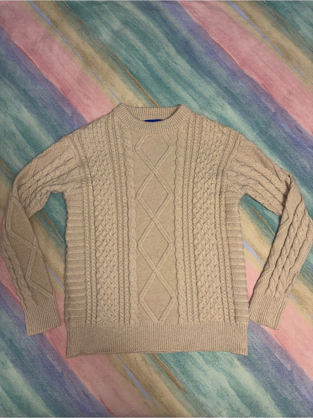 Aelfric Eden Sweater Medium Womens Brown Cable Knit Pullover Fisherman Preppy